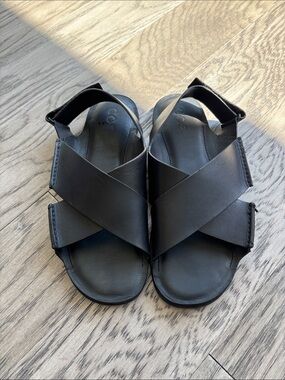 COS Black Leather Sandals with Crisscross Straps